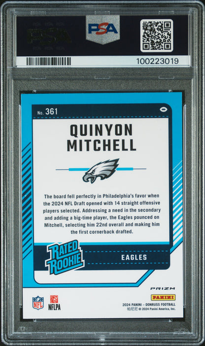 2024 Panini Donruss #361 Quinyon Mitchell Optic Preview-Red Pandora PSA 10