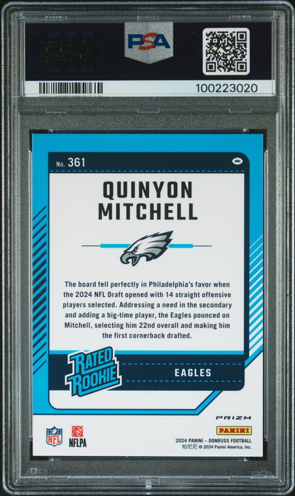 2024 Panini Donruss #361 Quinyon Mitchell Optic Preview-Red Pandora PSA 9