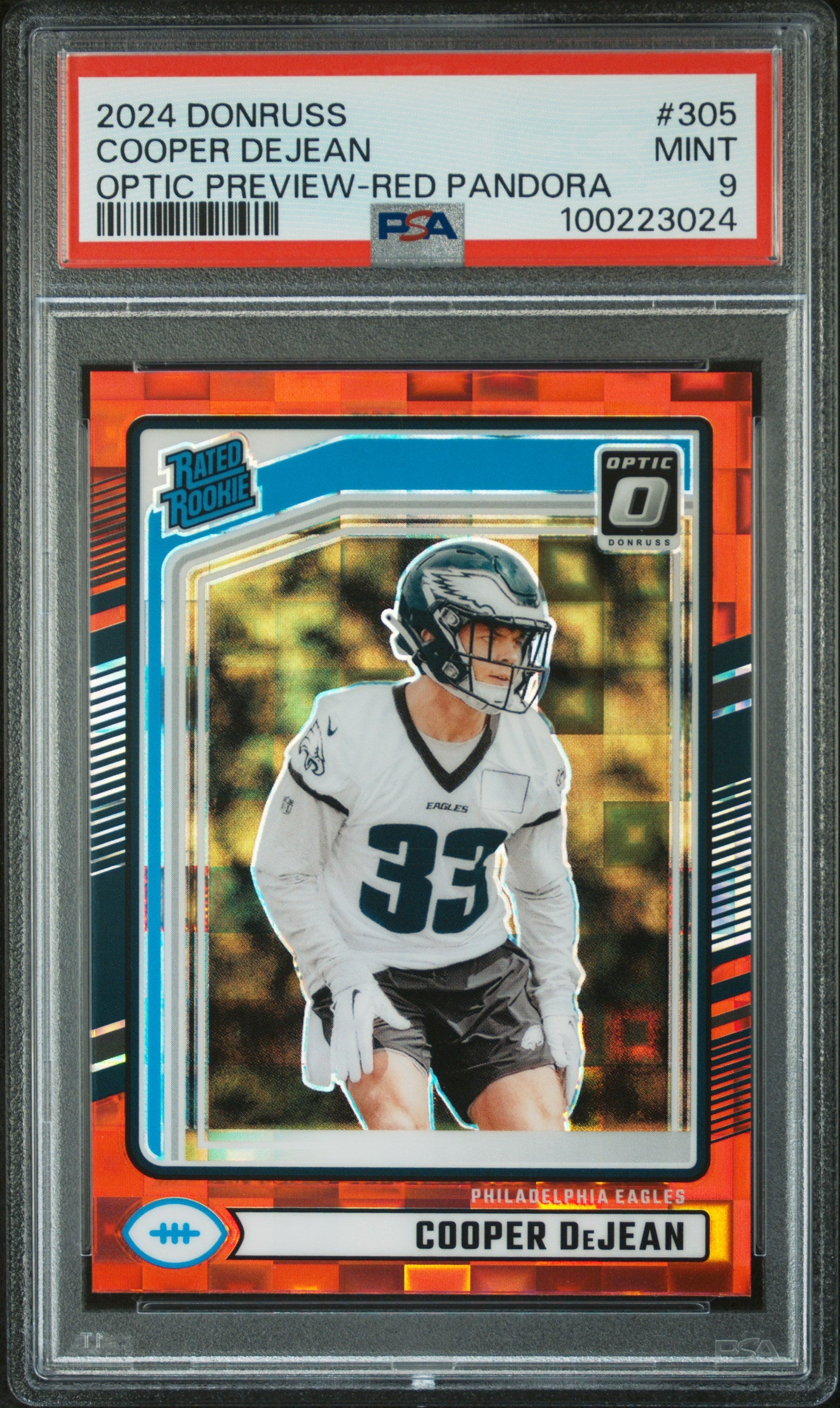 2024 Panini Donruss #305 Cooper Dejean Optic Preview-Red Pandora PSA 9
