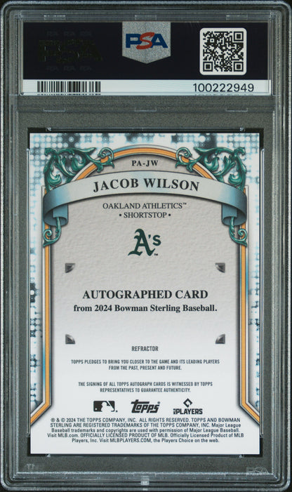 2024 Bowman Sterling Prospect Autographs #PAJW Jacob Wilson-Refractor/150 PSA 10