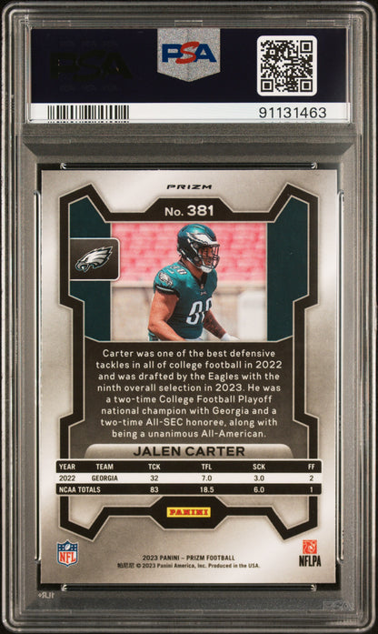 2023 Panini Prizm #381 Jalen Carter Purple Pulsar PSA 10