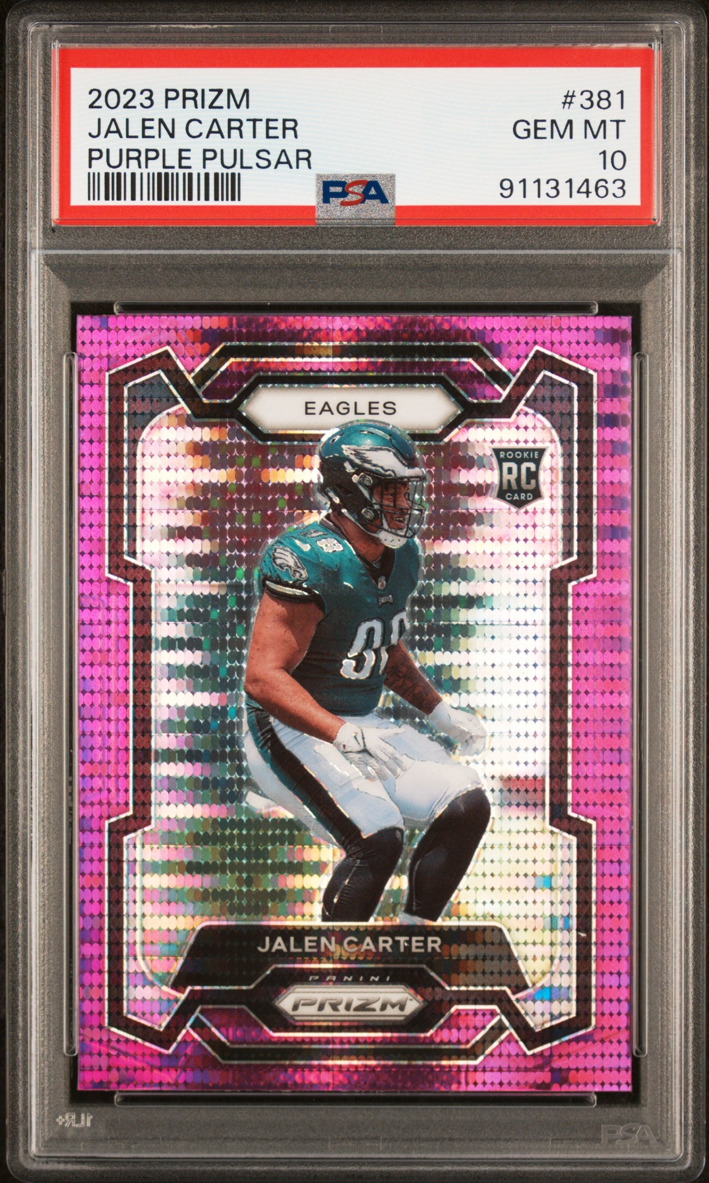 2023 Panini Prizm #381 Jalen Carter Purple Pulsar PSA 10