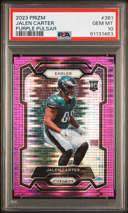 2023 Panini Prizm #381 Jalen Carter Purple Pulsar PSA 10