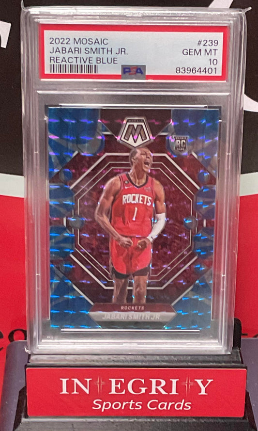 2022 Panini Mosaic #239 Jabari Smith Jr. Reactive Blue PSA 10