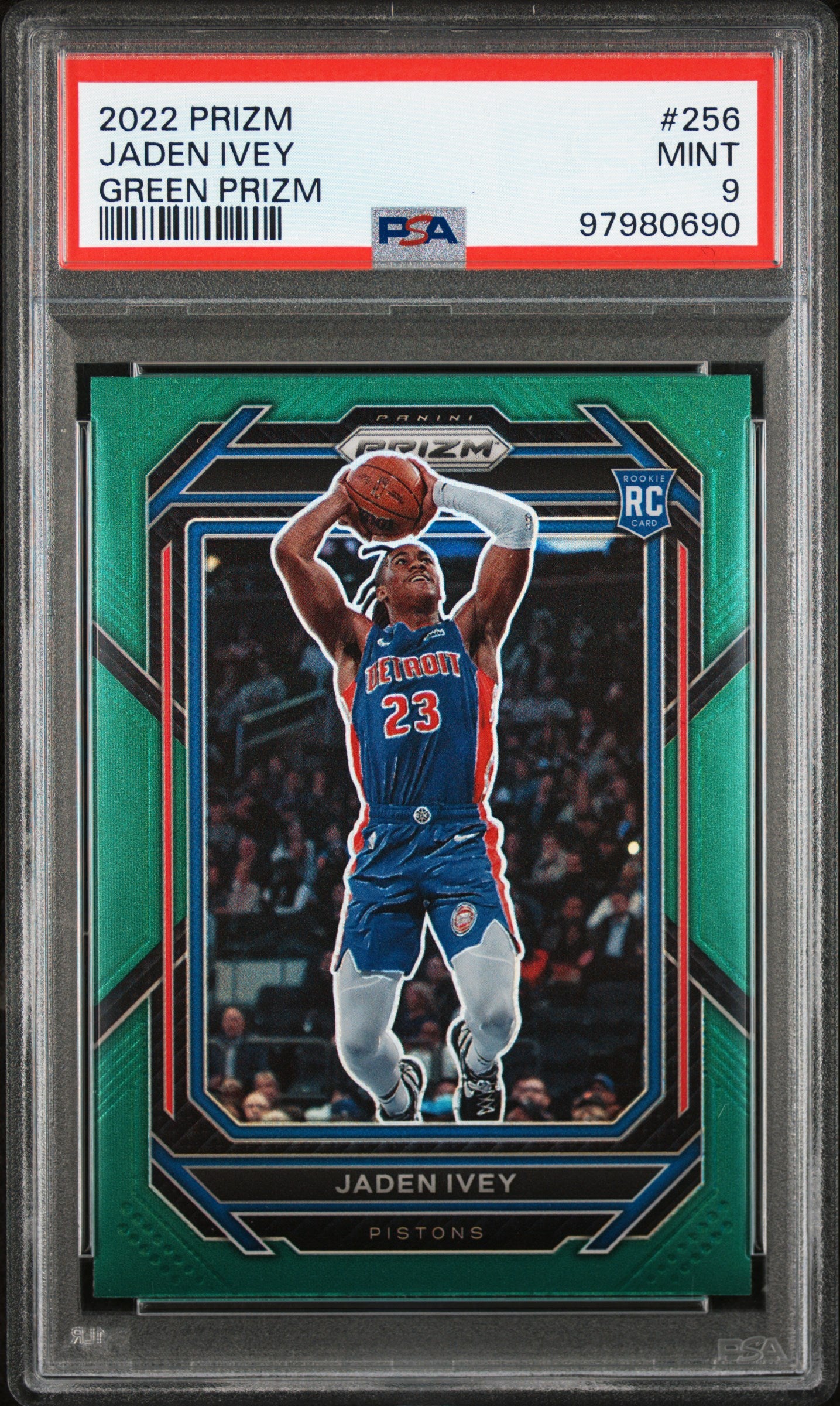 2022 Panini Prizm #256 Jaden Ivey Green Prizm PSA 9