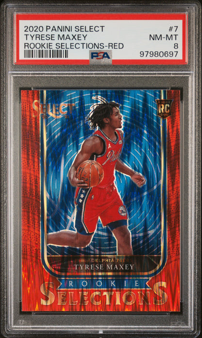 2020 Panini Select Rookie Selections #7 Tyrese Maxey Rookie Selections-Red PSA 8