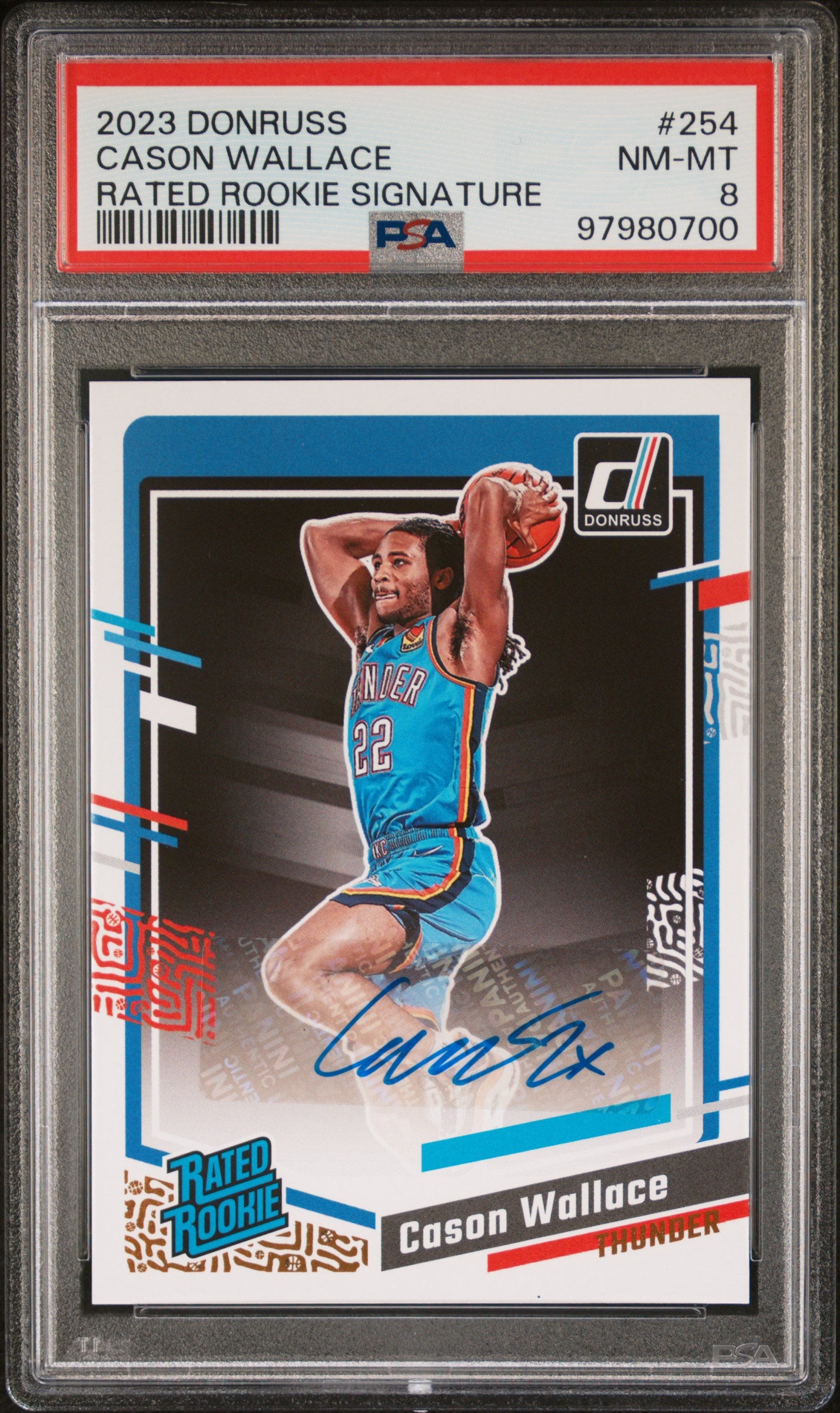 2023 Panini Donruss #254 Cason Wallace Rated Rookie Signature PSA 8