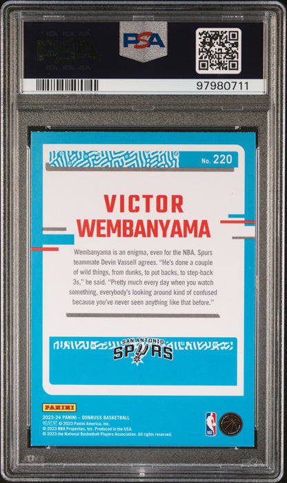 2023 Panini Donruss #220 Victor Wembanyama Holo Green Laser PSA 8.5