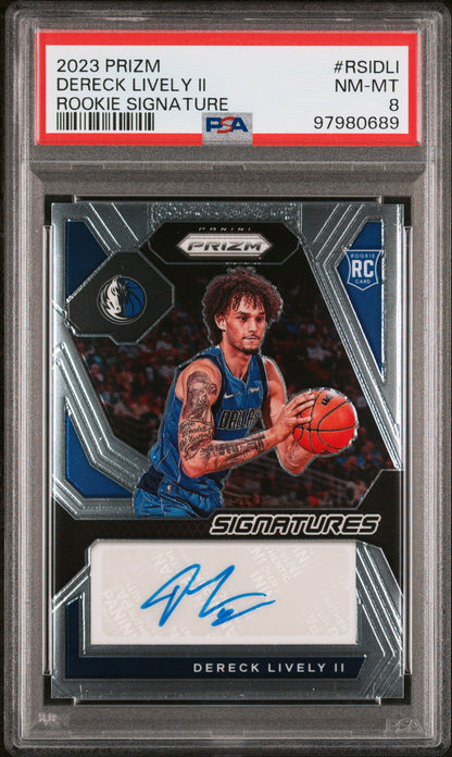 2023 Panini Prizm Rookie Signatures #RSIDLI Dereck Lively Ii PSA 8