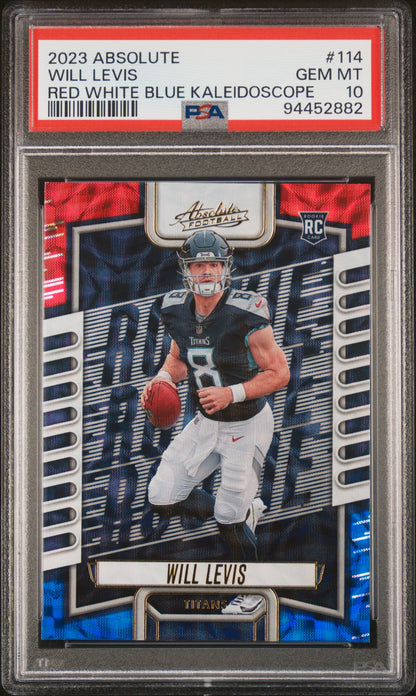 2023 Panini Absolute #114 Will Levis Red White Blue Kaleidoscope PSA 10