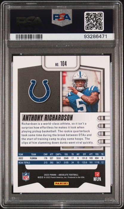 2023 Panini Absolute #104 Anthony Richardson Red Squares PSA 10
