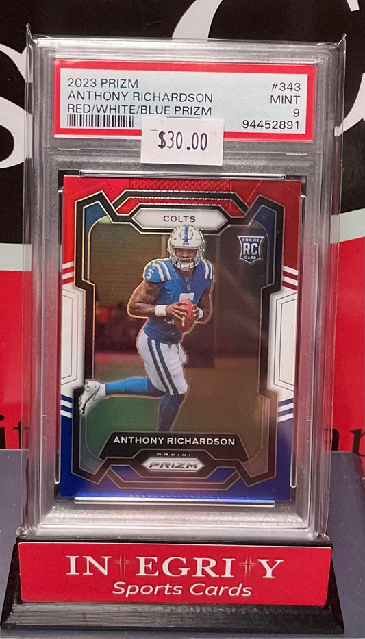 2023 Panini Prizm #343 Anthony Richardson Red/White/Blue Prizm PSA 9