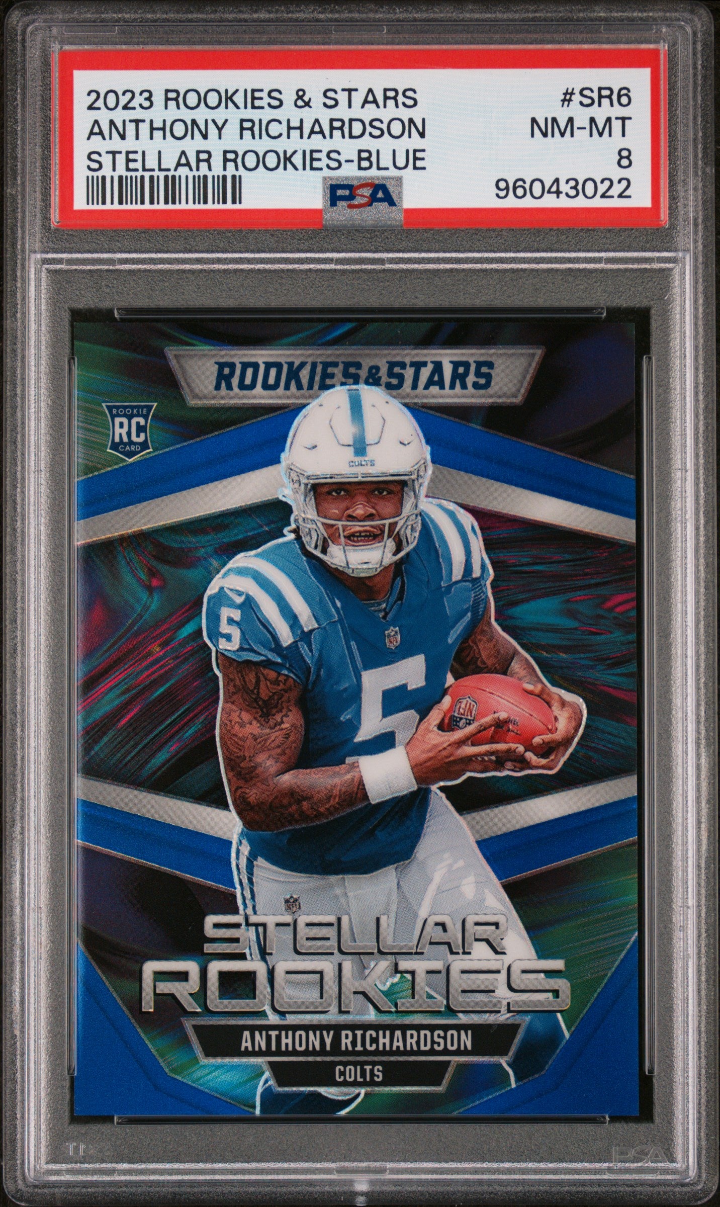 2023 Panini Rookies & Stars #SR6 Anthony Richardson-Blue/50 PSA 8