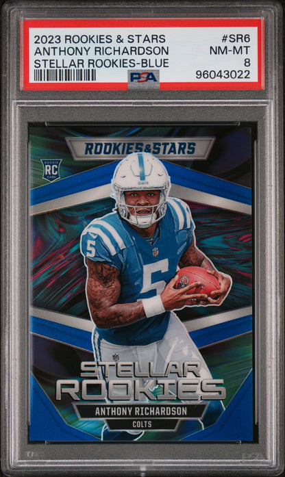 2023 Panini Rookies & Stars #SR6 Anthony Richardson-Blue/50 PSA 8