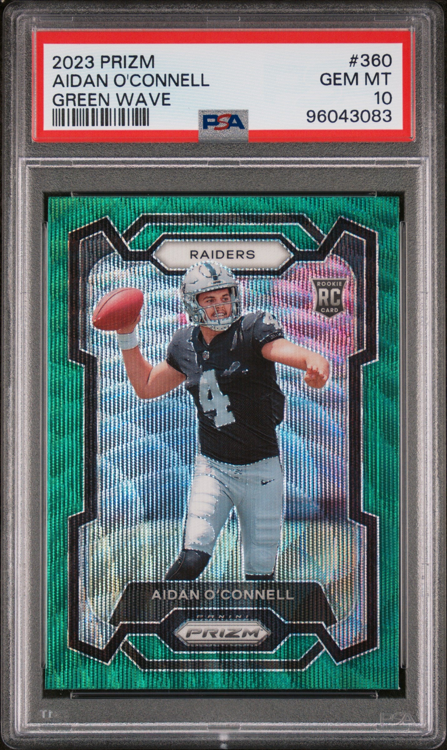 2023 Panini Prizm #360 Aidan O'Connell Green Wave PSA 10