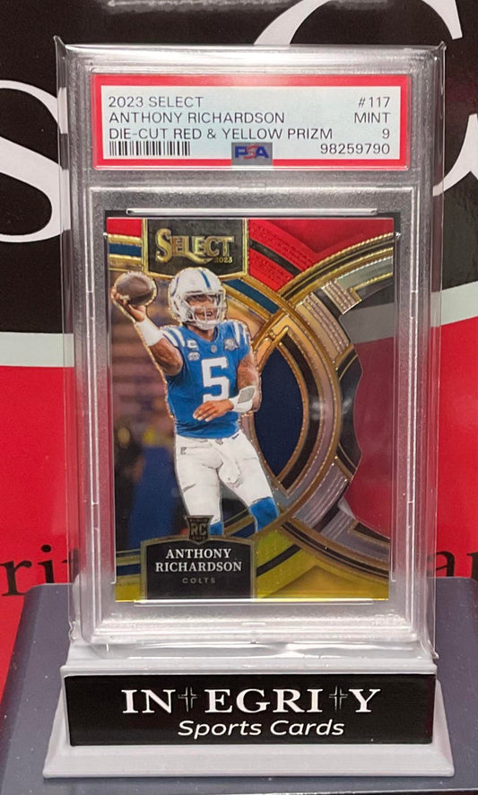 2023 Panini Select #117 Anthony Richardson Die-Cut Red & Yellow Prizm PSA 9