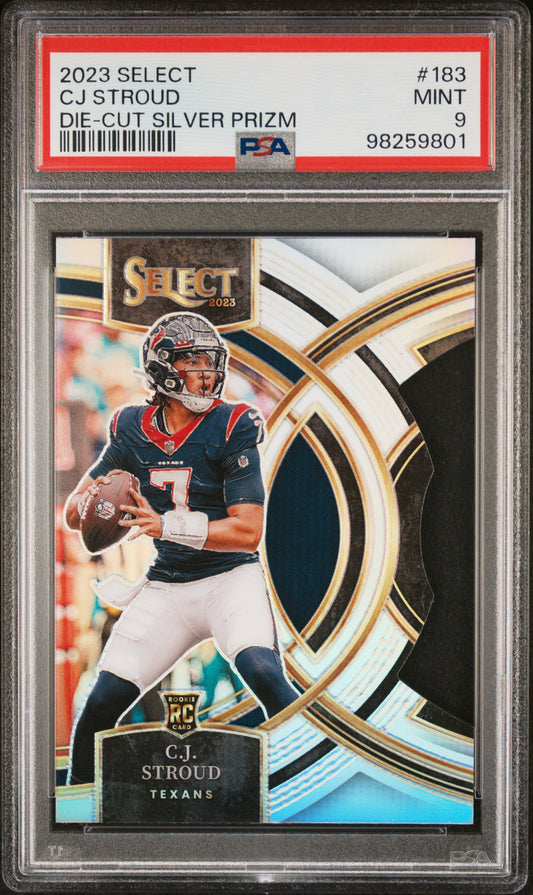 2023 Panini Select #183 Cj Stroud Die-Cut Silver Prizm PSA 9