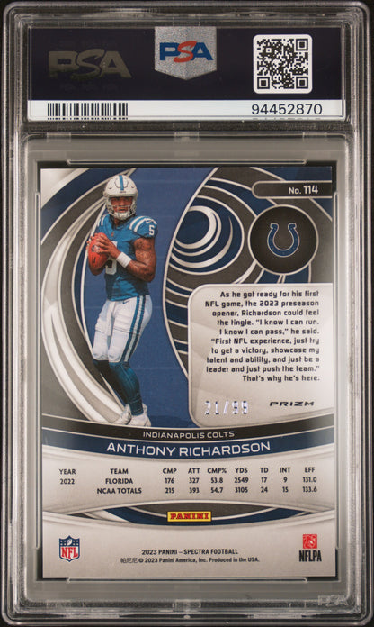 2023 Panini Spectra #114 Anthony Richardson Celestial/99 PSA 10