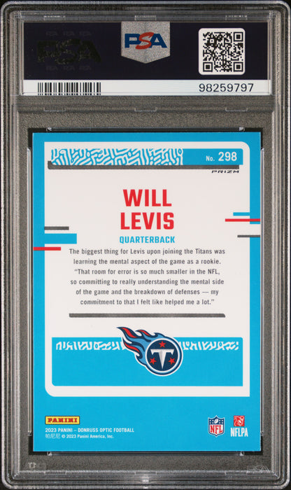 2023 Panini Donruss Optic #298 Will Levis Blue Hyper PSA 10