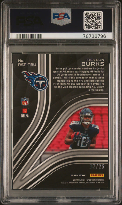 2022 Panini Spectra Rookie Spectris #RSPTBU Treylon Burks Rookie-Meta PSA 10