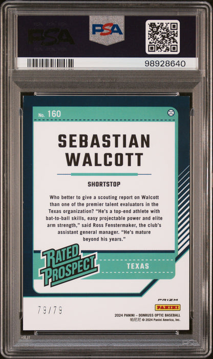 2024 Panini Donruss #160 Sebastian Walcott Optic-Pink Velocity/79 PSA 8