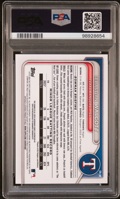 2024 Bowman Chrome Prospect Autographs #CPASW Sebastian Walcott PSA 9