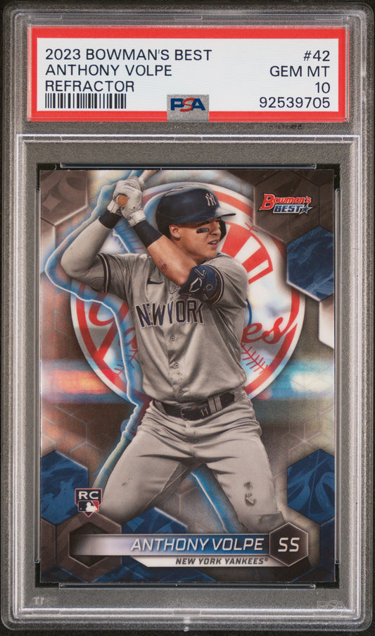 2023 Bowman'S Best #42 Anthony Volpe Refractor PSA 10