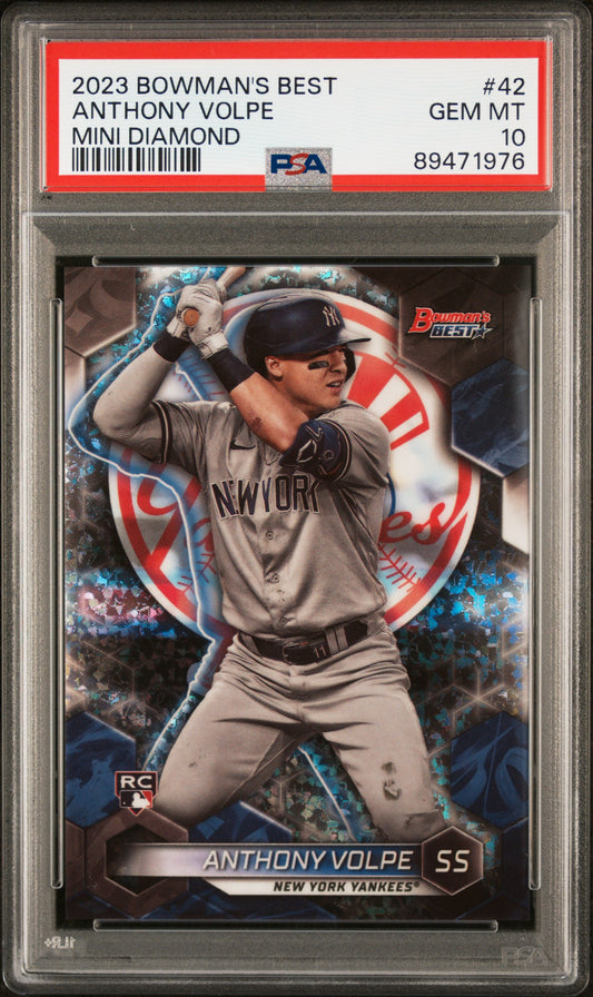 2023 Bowman'S Best #42 Anthony Volpe Mini Diamond/299 Refractor PSA 10