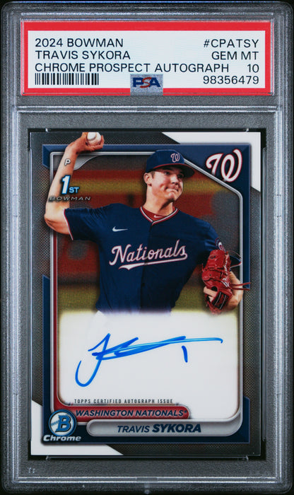 2024 Bowman Chrome Prospect Autographs #CPATSY Travis Sykora PSA 10