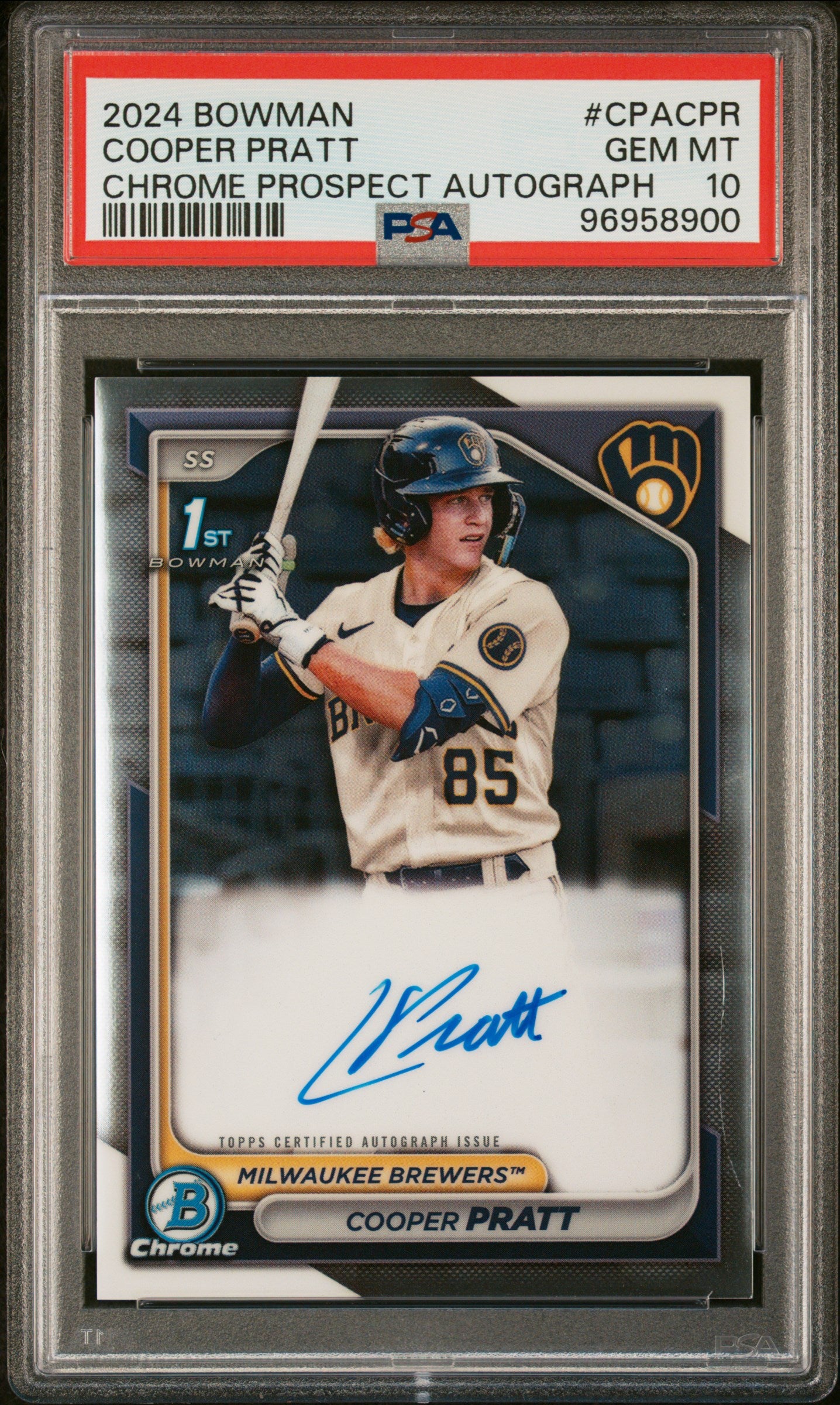 2024 Bowman Chrome Prospect Autographs #CPACPR Cooper Pratt PSA 10