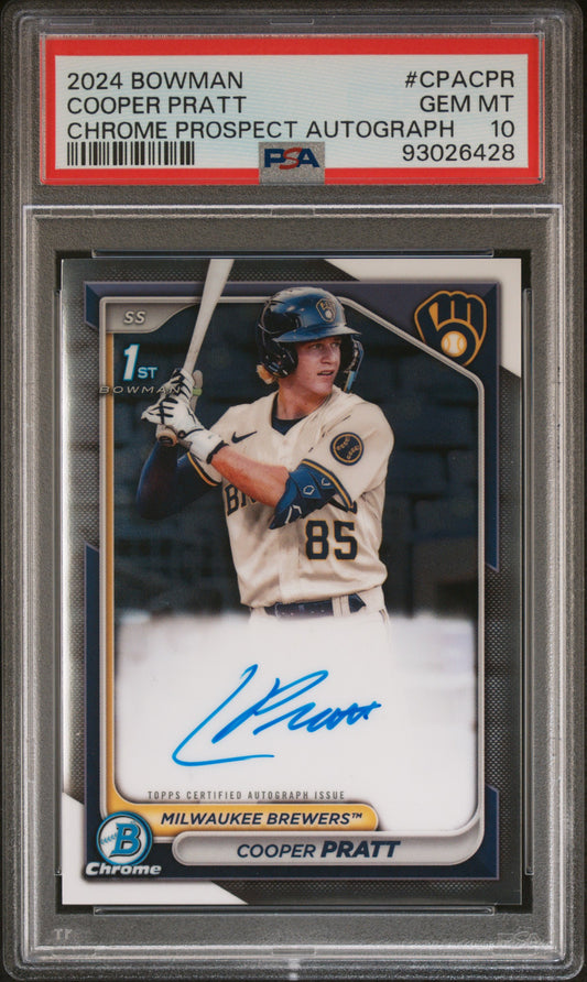 2024 Bowman Chrome Prospect Autographs #CPACPR Cooper Pratt PSA 10