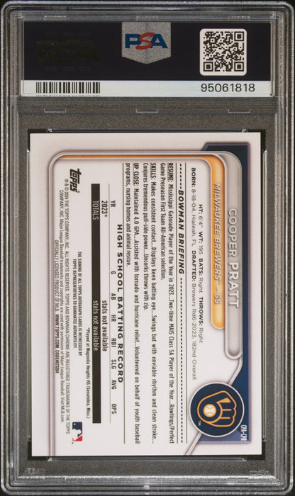 2024 Bowman Chrome Prospect Autographs #CPACPR Cooper Pratt PSA 10
