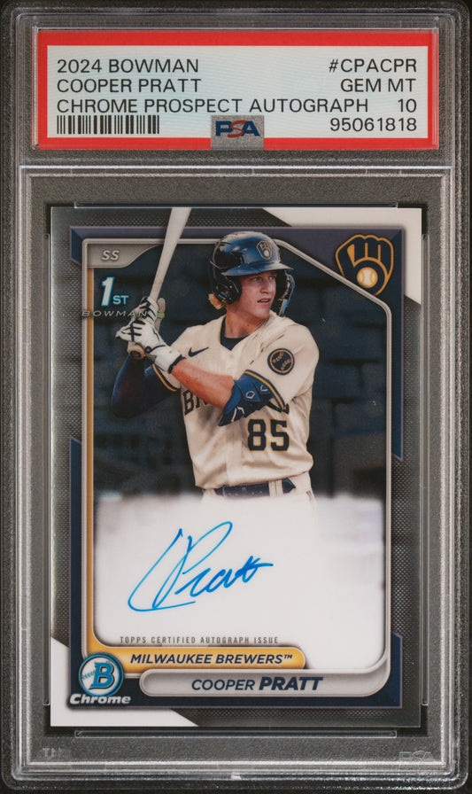 2024 Bowman Chrome Prospect Autographs #CPACPR Cooper Pratt PSA 10