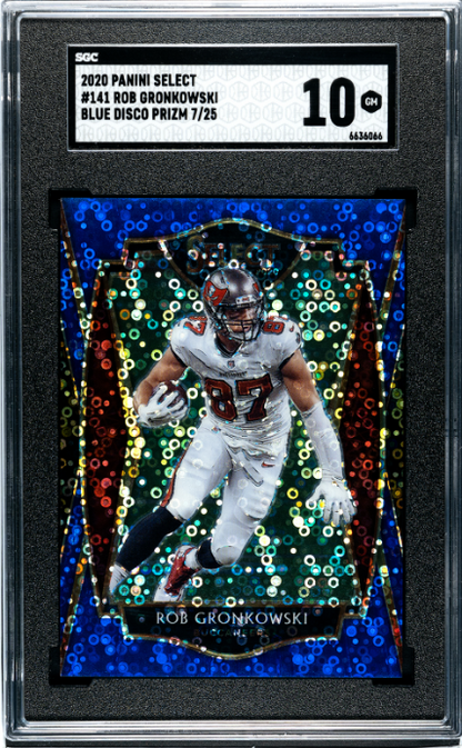 2020 Panini Select #141 Rob Gronkowski Blue Disco Prizm SGC 10