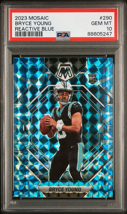 2023 Panini Mosaic #290 Bryce Young Reactive Blue PSA 10