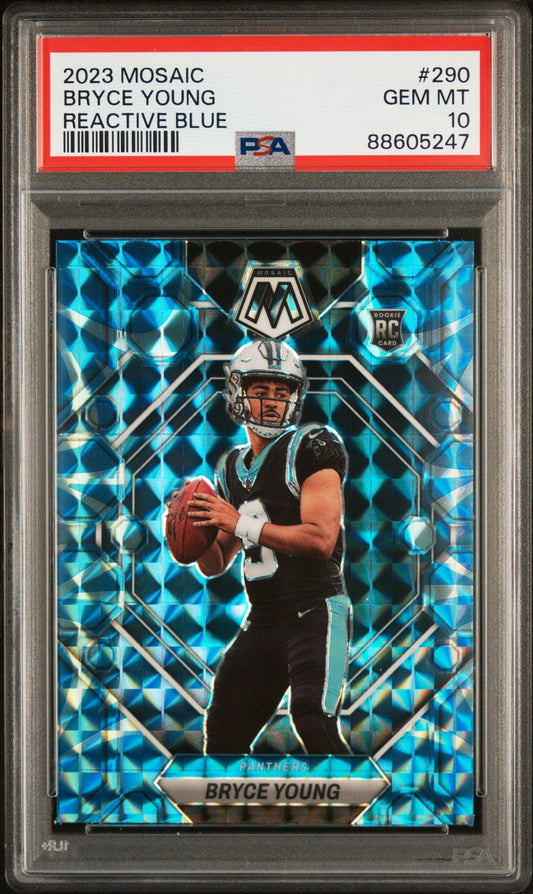 2023 Panini Mosaic #290 Bryce Young Reactive Blue PSA 10