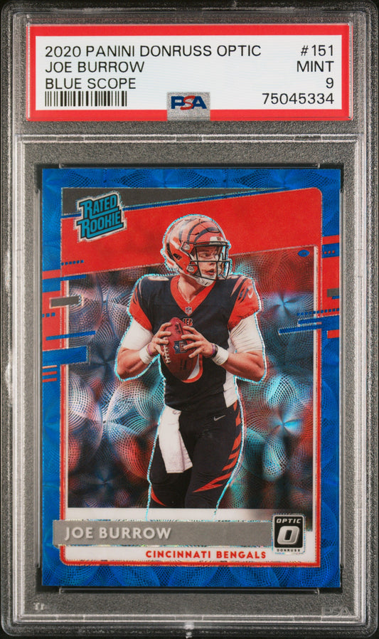 2020 Panini Donruss Optic #151 Joe Burrow Blue Scope PSA 9