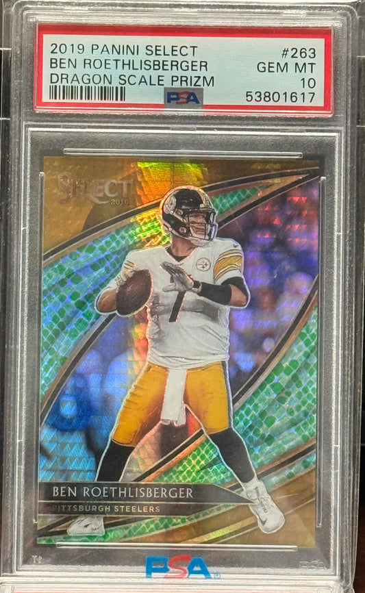 2019 Panini Select #263 Ben Roethlisberger Dragon Scale Prizm PSA 10