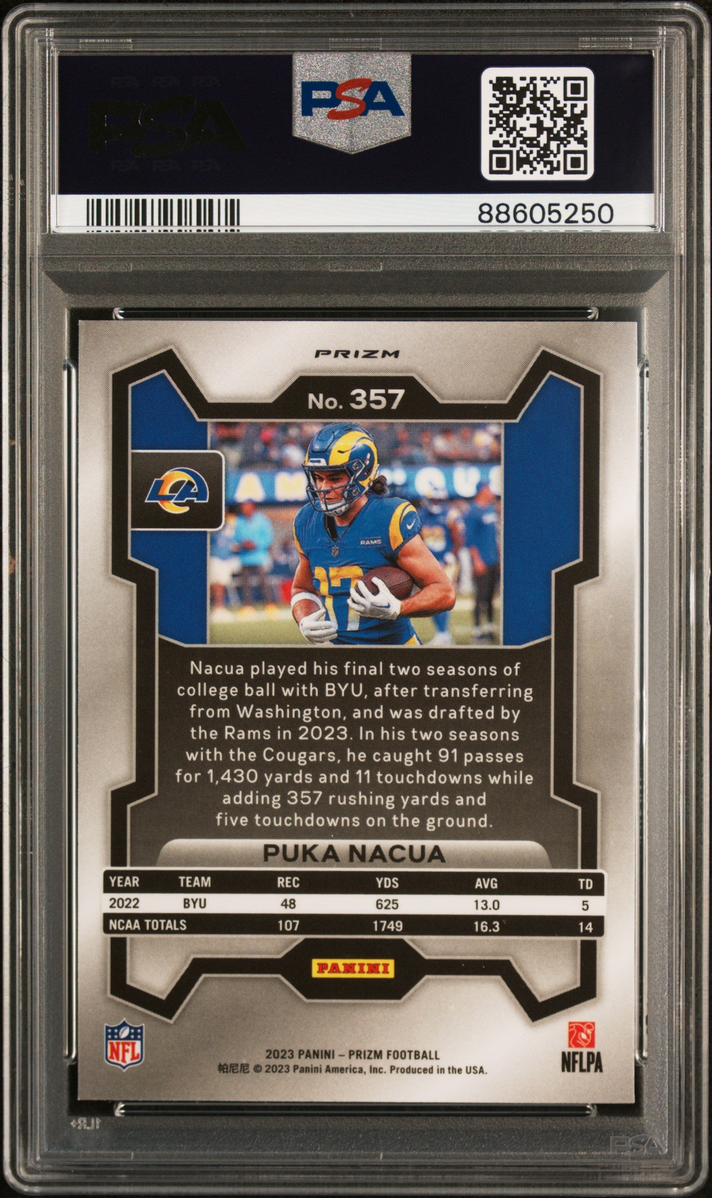 2023 Panini Prizm #357 Puka Nacua Disco Prizm PSA 10