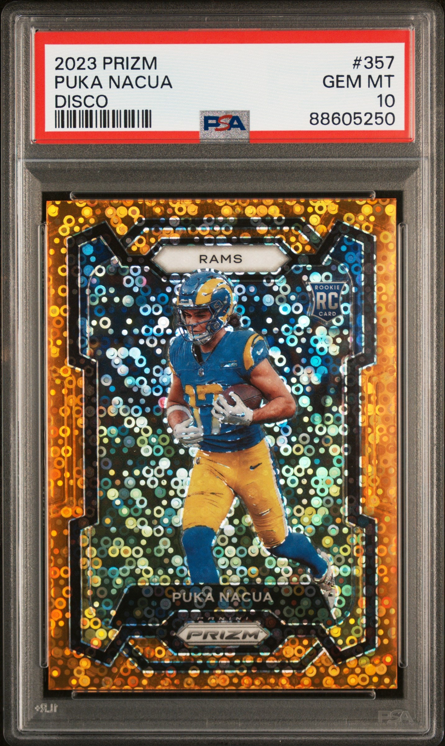 2023 Panini Prizm #357 Puka Nacua Disco Prizm PSA 10