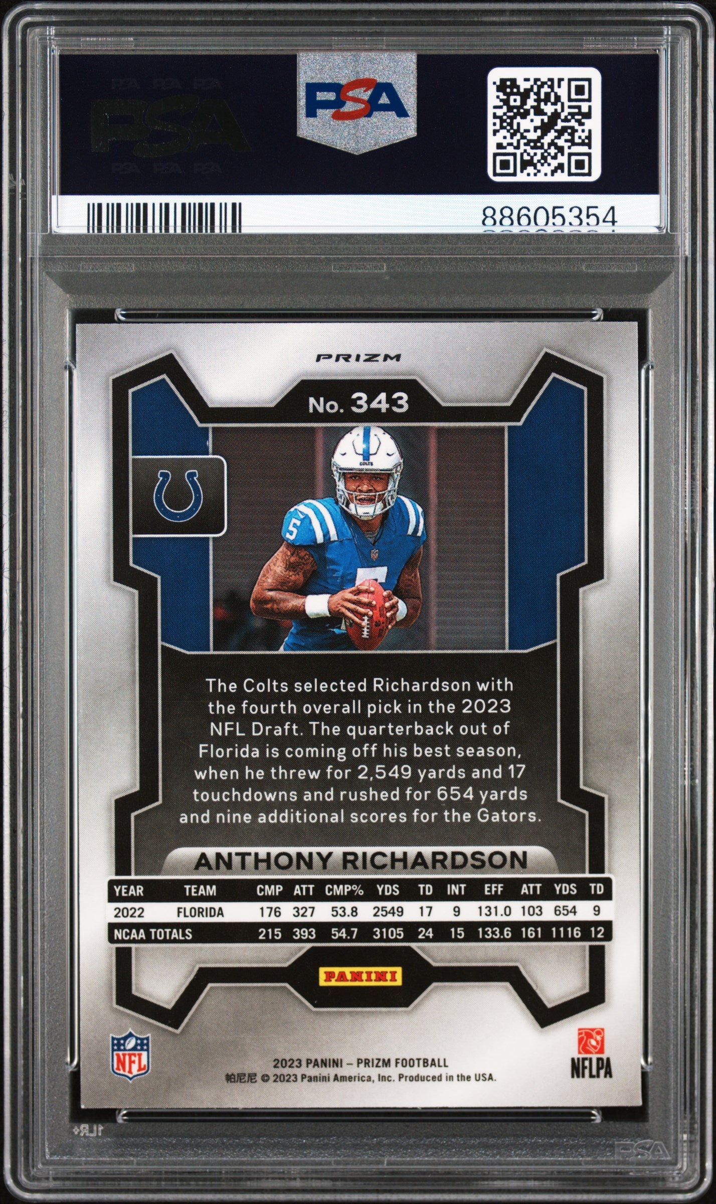 2023 Panini Prizm #343 Anthony Richardson Green Wave PSA 10