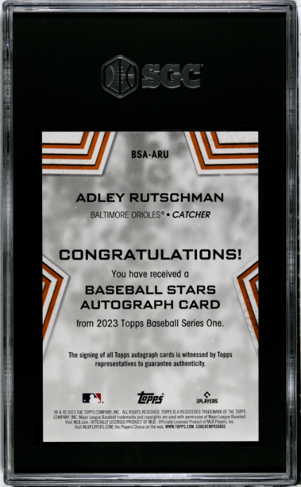 2023 Topps #BSA-ARU Adley Rutschman BB Stars Auto. SGC 10