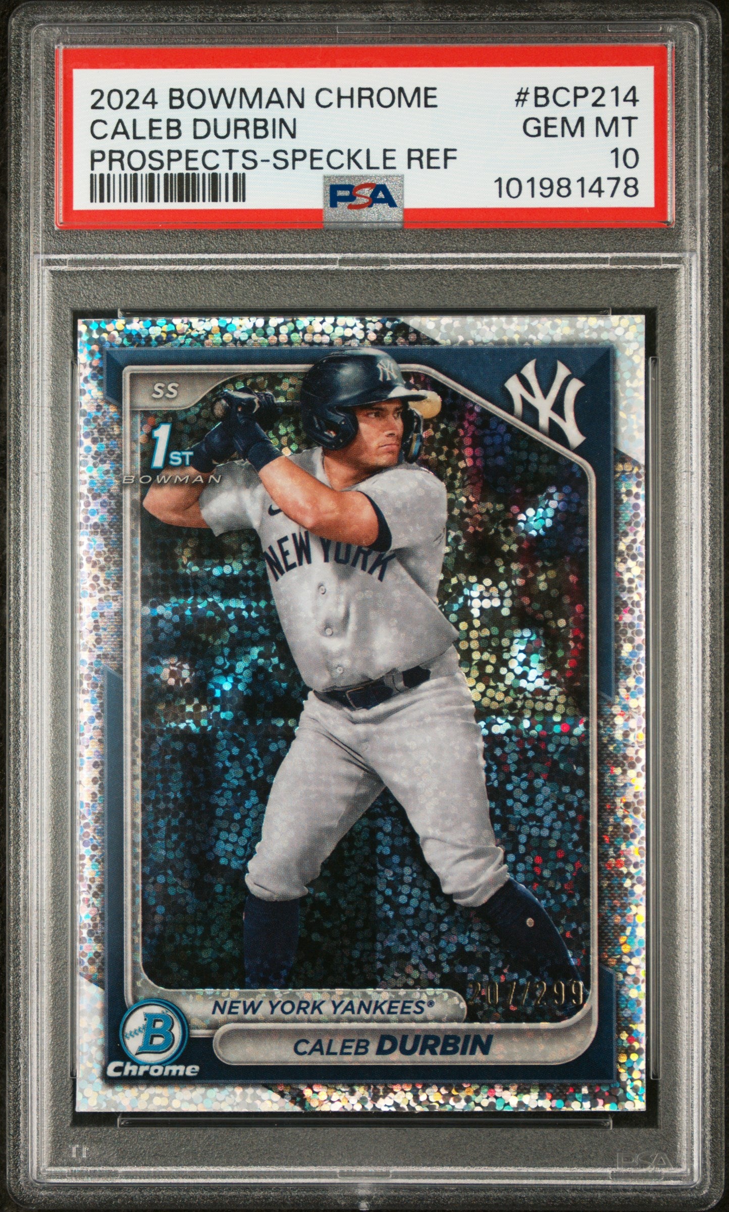 2024 Bowman Chrome Prospects #BCP214 Caleb Durbin Prospects-Speckle Ref PSA 10