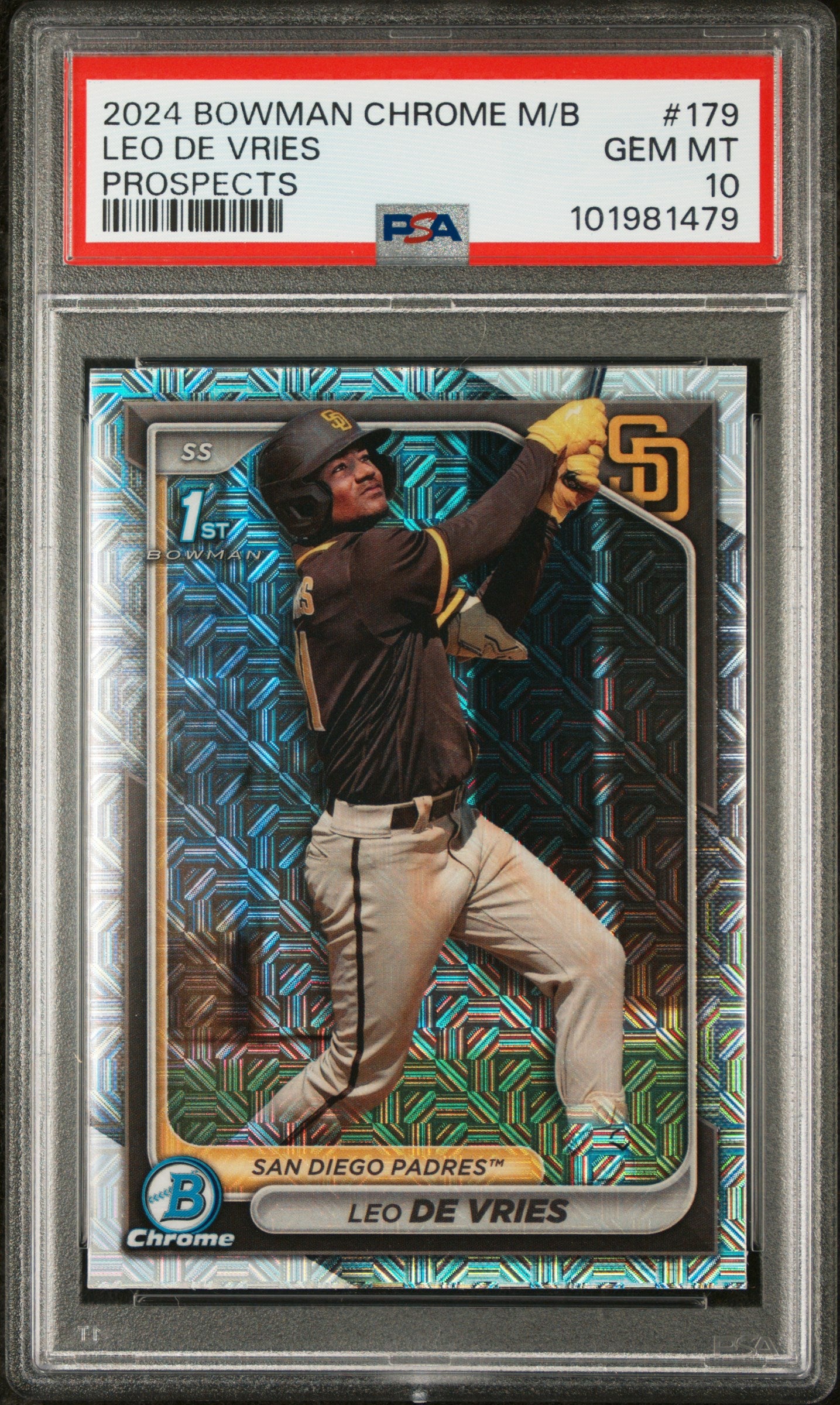 2024 Bowman Mega Box Chrome Prospects #179 Leo De Vries Prospects PSA 10