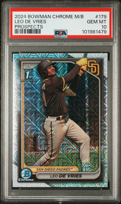 2024 Bowman Mega Box Chrome Prospects #179 Leo De Vries Prospects PSA 10