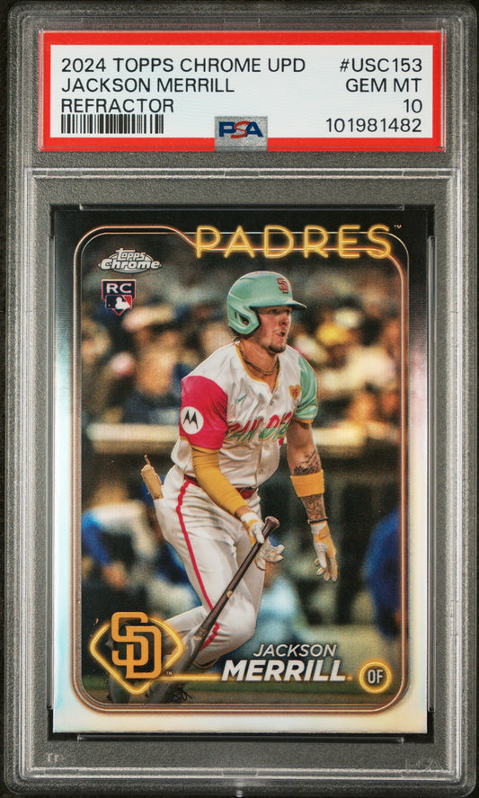 2024 Topps Chrome Update #USC153 Jackson Merrill Refractor PSA 10