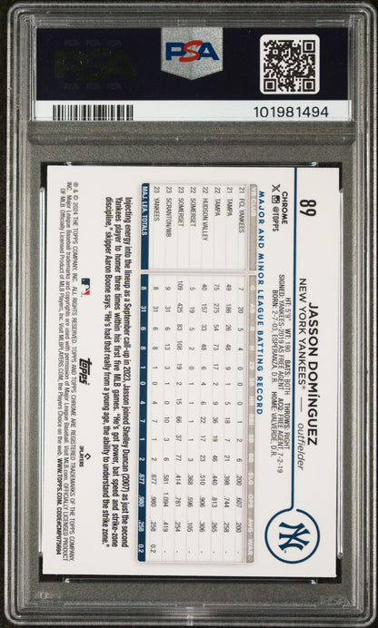 2024 Topps Chrome #89 Jasson Dominguez PSA 10