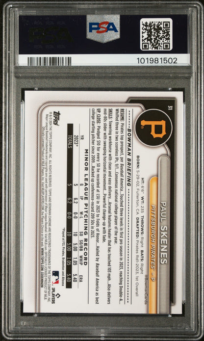 2024 Bowman Chrome Mega Box #31 Paul Skenes PSA 8