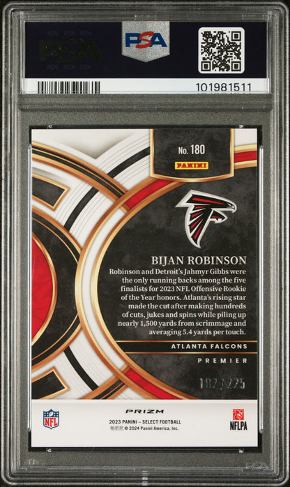 2023 Panini Select #180 Bijan Robinson Tri-Color Prizm PSA 10