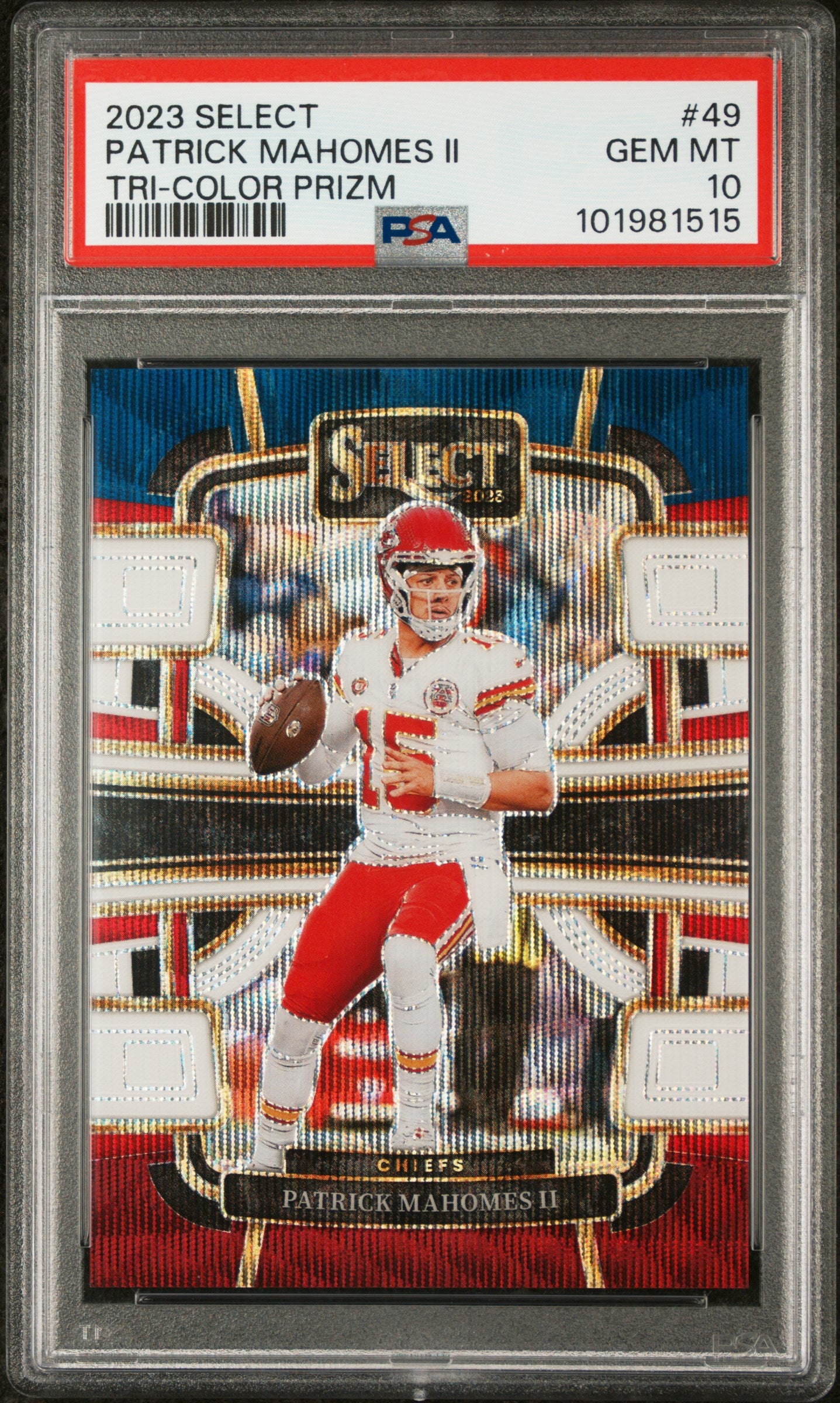 2023 Panini Select #49 Patrick Mahomes Ii Tri-Color Prizm PSA 10